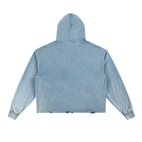 "Faith" Vintage Washed Frayed-Hem Hoodie
